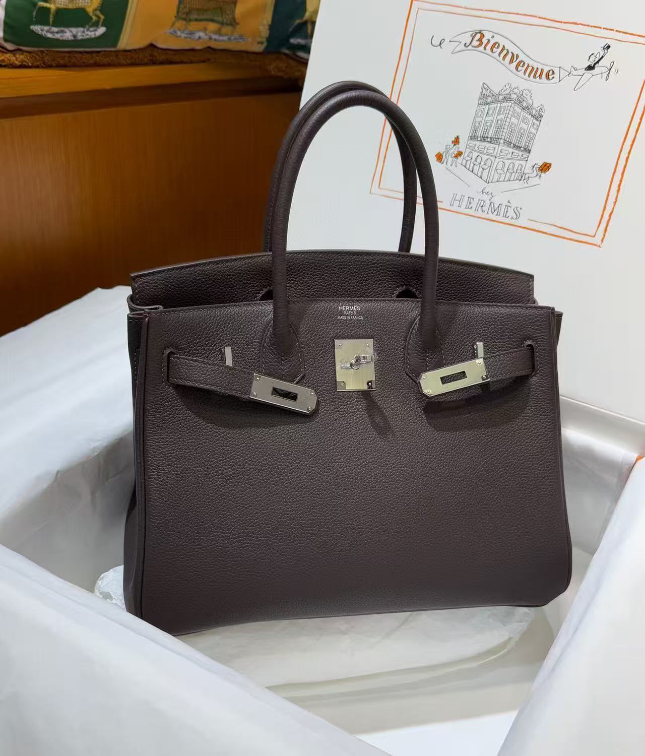 Hermes Original Togo Leather HB30O Coffee