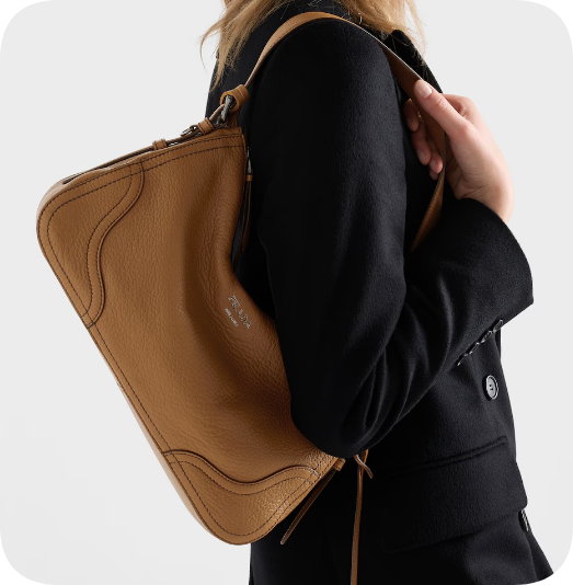 Prada Aimee large leather shoulder bag 1BC280 Caramel