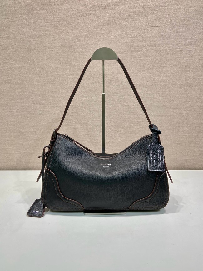 Prada Aimee large leather shoulder bag 1BC280 black