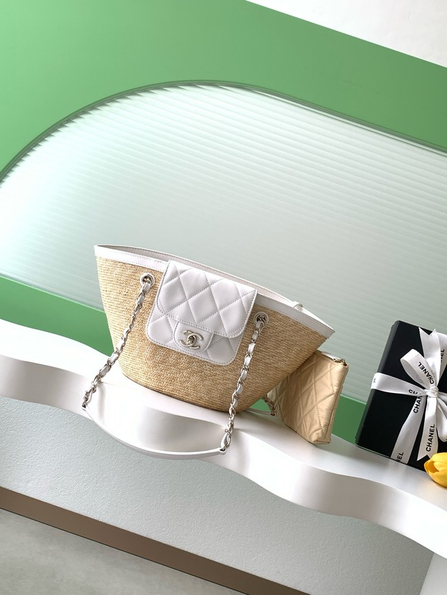CHANEL Small Tote AS5951 Beige & white