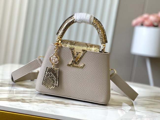 Louis Vuitton Capucines Mini M89369 light gray&gold Snake skin