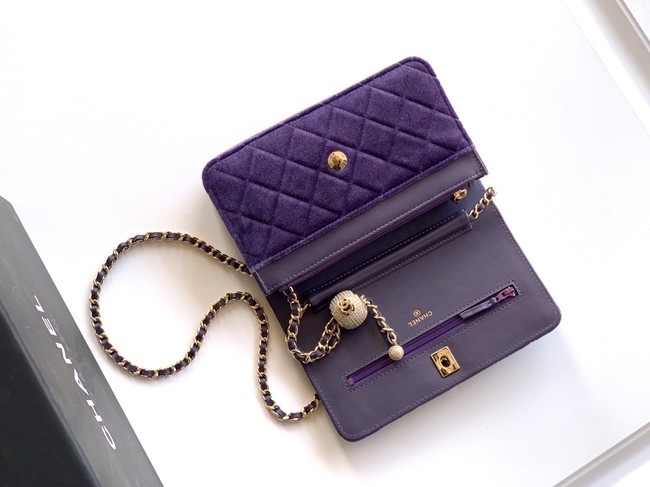 Chanel velvet Wallet On Chain AP1450 Purple