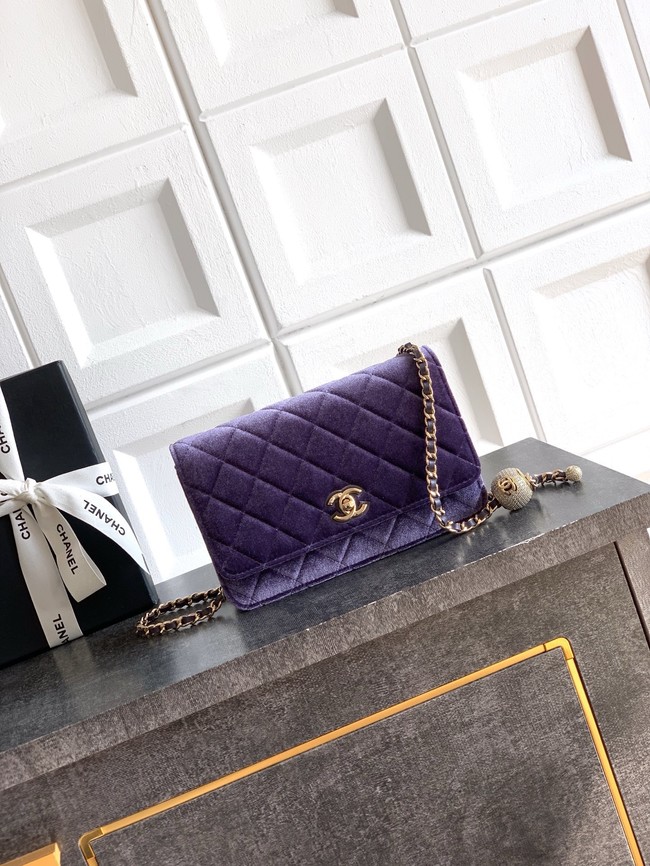 Chanel velvet Wallet On Chain AP1450 Purple
