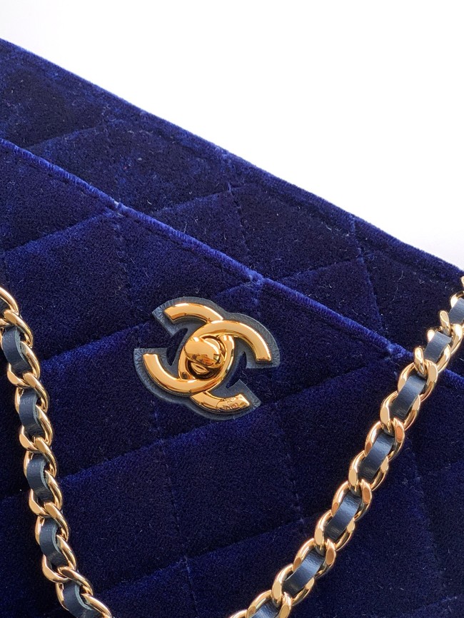 Chanel velvet Wallet On Chain AP1450 dark blue 