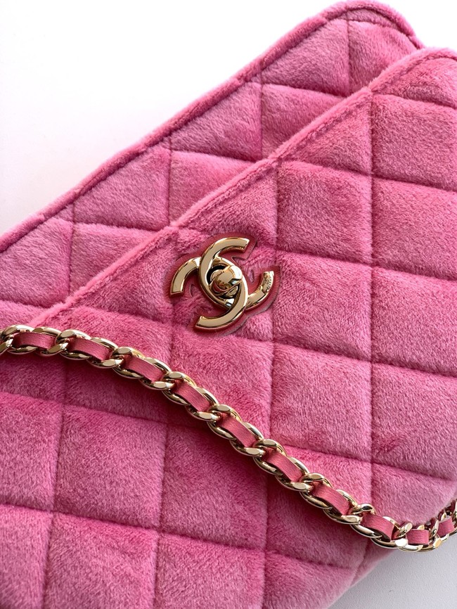 Chanel velvet Wallet On Chain AP1450 pink