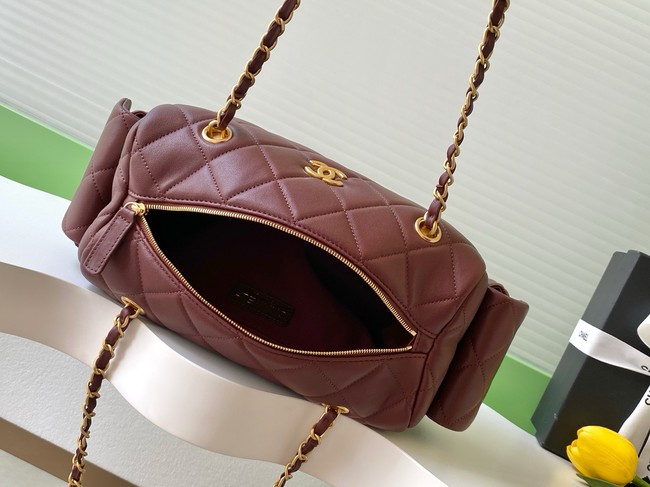 Chanel Lambskin Small Bowling Bag AS5792 burgundy