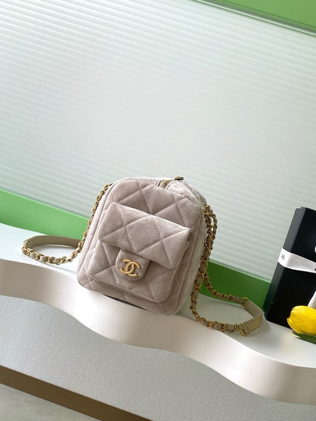 Chanel velvet Small Bowling Bag AS5792 Cream