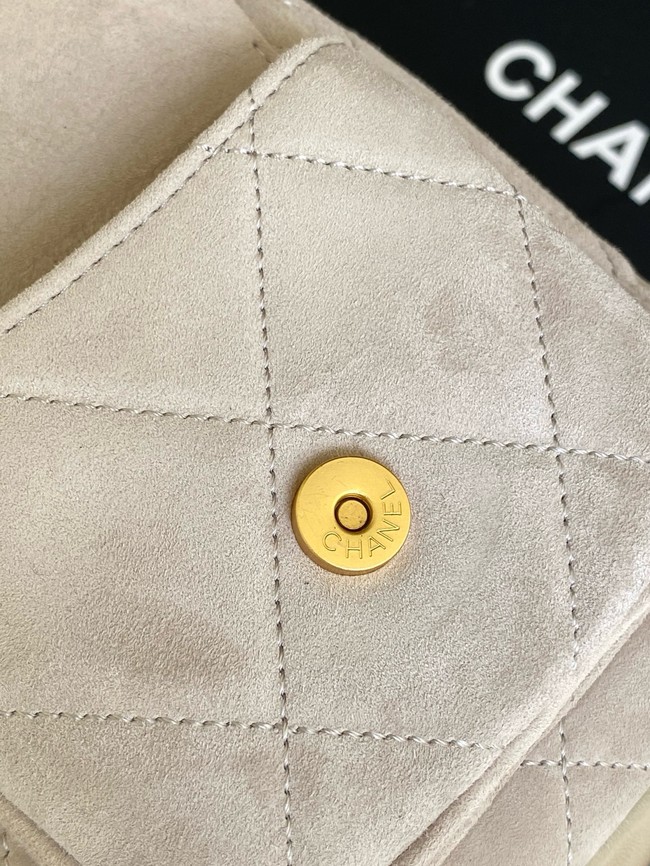 Chanel velvet Small Bowling Bag AS5792 Cream