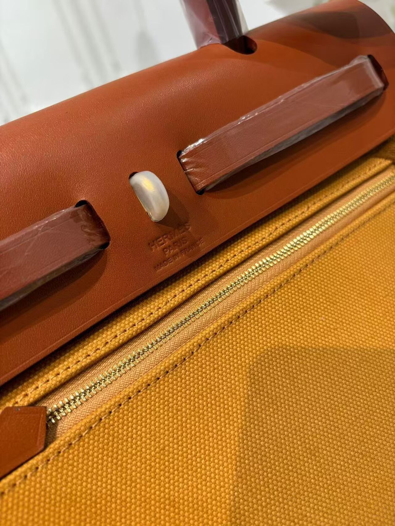 Hermes Herbag 31CM Original Canvas Leather & Calfskin 45987 Brown