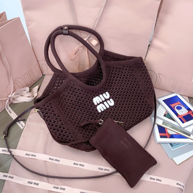 MIUMIU woven tote bag 5GB281 dark brown