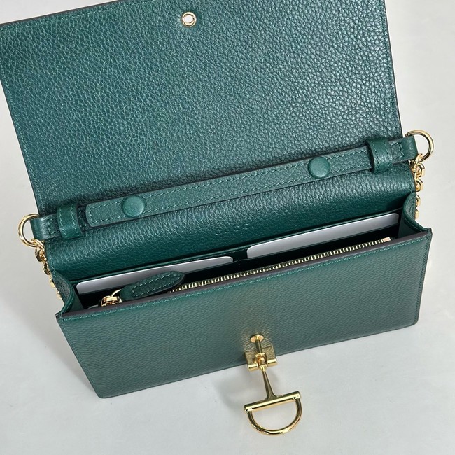 Gucci Half Horsebit wallet on chain 855654 drak green