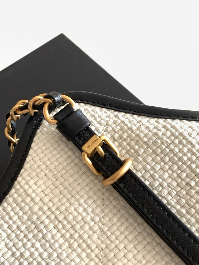 CHANEL Small Tote Braided Raffia AS6015 white