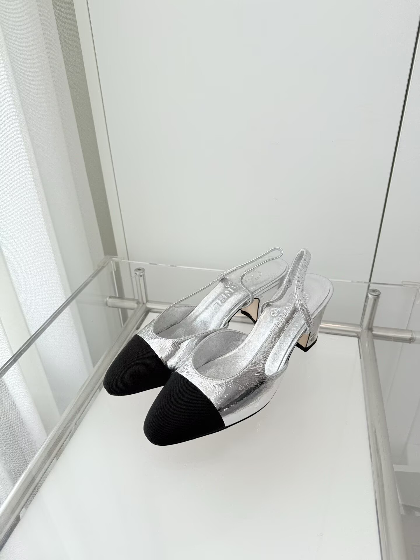 Chanel Sandals Calfskin Shoes 6.5CM Heels 63013 Silver
