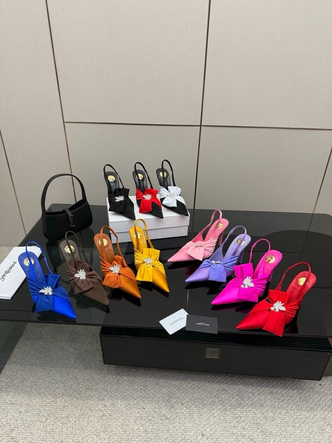 Saint Laurent AMALIA slingback pumps in satin crepe Heel 10.5CM 55726-1
