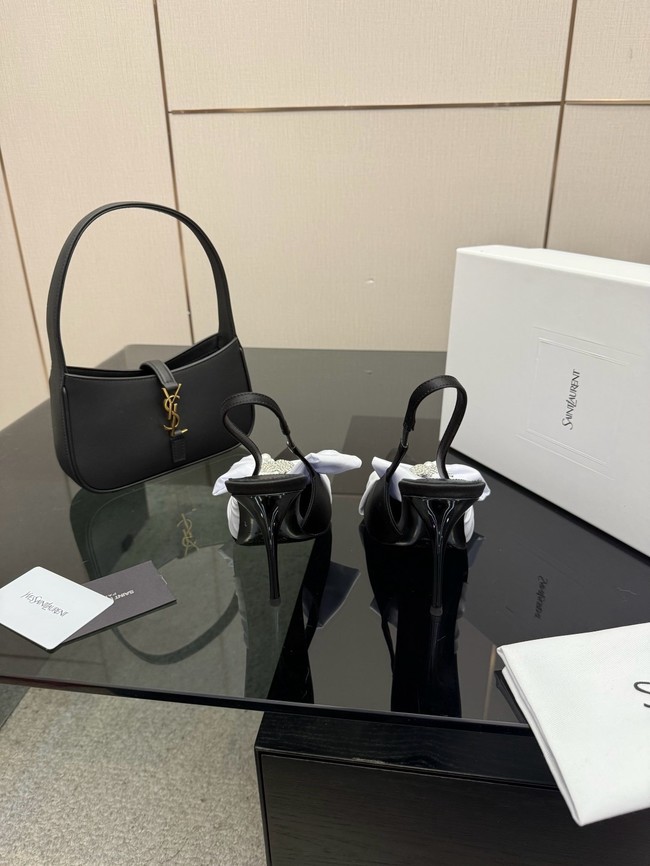 Saint Laurent AMALIA slingback pumps in satin crepe Heel 10.5CM 55726-13