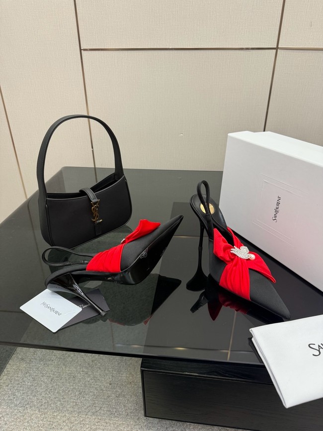 Saint Laurent AMALIA slingback pumps in satin crepe Heel 10.5CM 55726-14