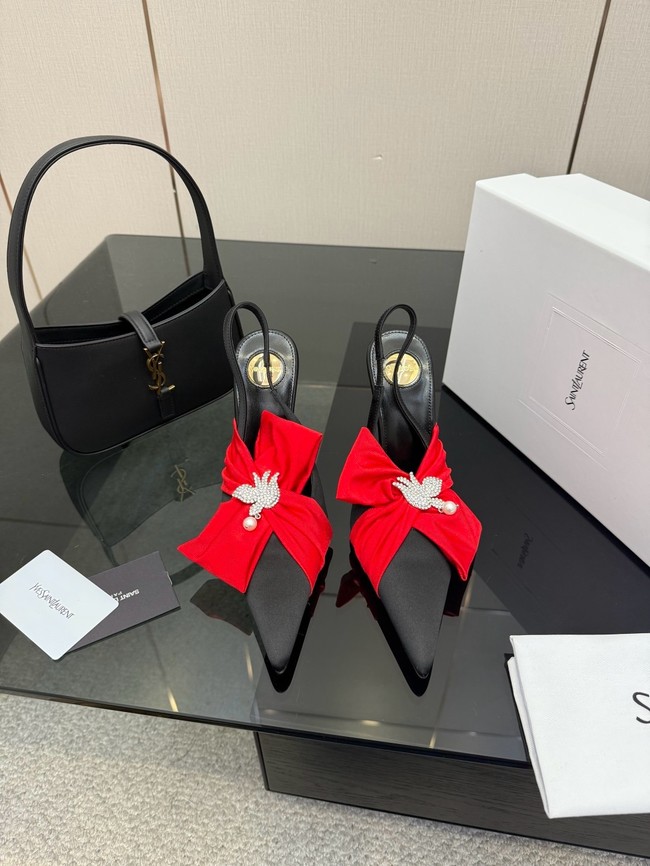 Saint Laurent AMALIA slingback pumps in satin crepe Heel 10.5CM 55726-14