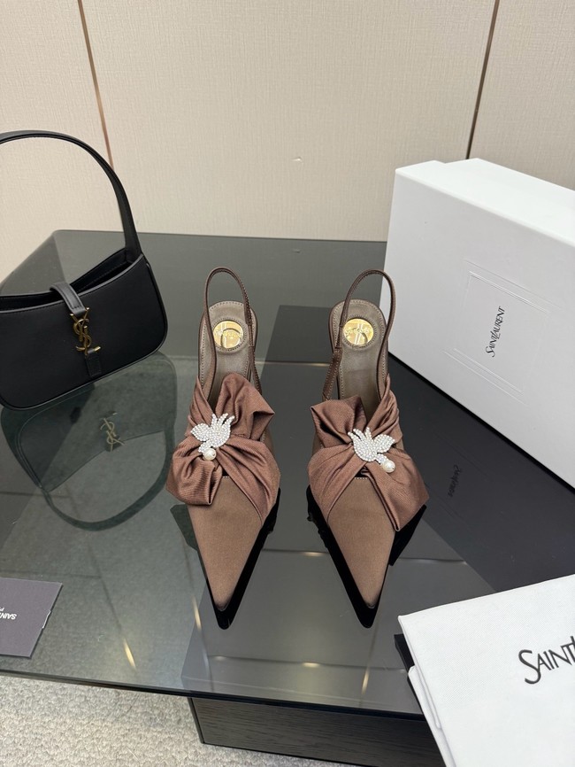 Saint Laurent AMALIA slingback pumps in satin crepe Heel 10.5CM 55726-5