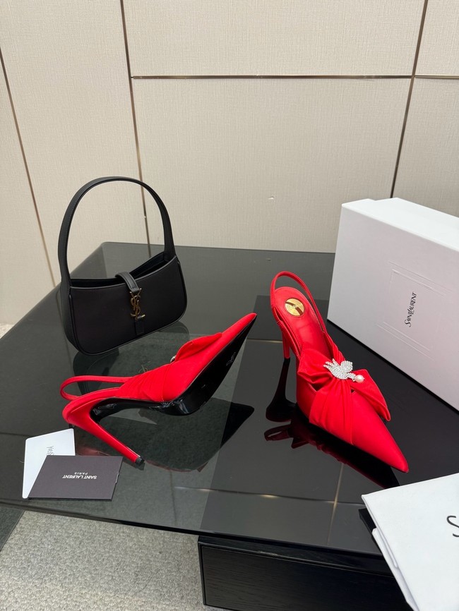 Saint Laurent AMALIA slingback pumps in satin crepe Heel 10.5CM 55726-6