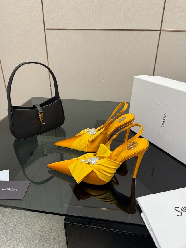 Saint Laurent AMALIA slingback pumps in satin crepe Heel 10.5CM 55726-8