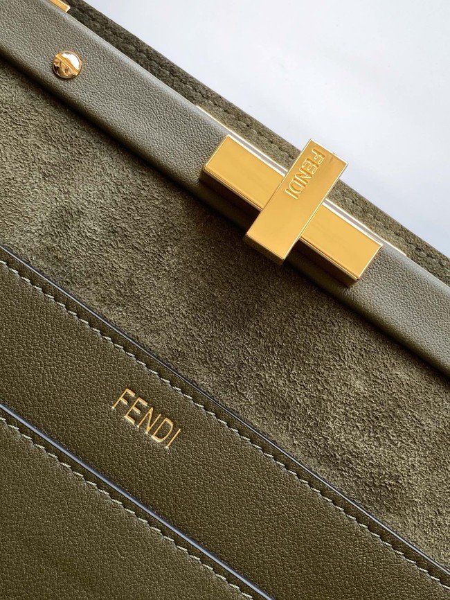 FENDI Way Medium Cowhide Bag 8BN367 khaki