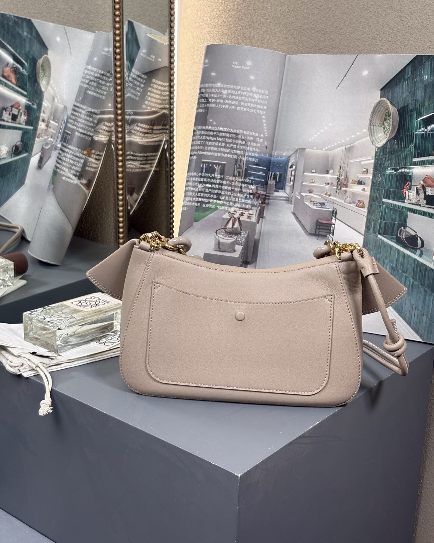 Loewe Ola Original Leather Fashion Handbag L53012 Nude