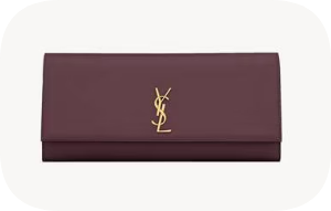 SAINT LAURENT KATE clutch in grain de poudre leather 851921 ROUGE CABERNET