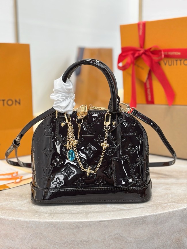 Louis Vuitton Monogram Vernis Alma BB Tote Bag M91606 dark brown
