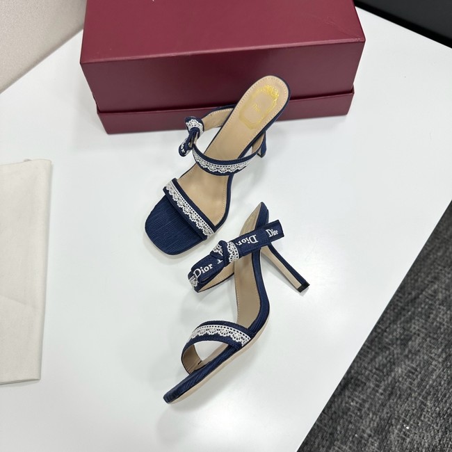 Dior Heeled Sandal with JAdior Straps Embroidered Cotton KCO538NV-3