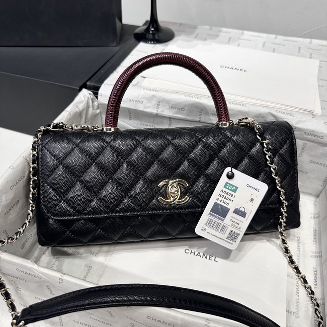 Chanel Maxi Flap Bag With Top Handle AS6091 black& wine red