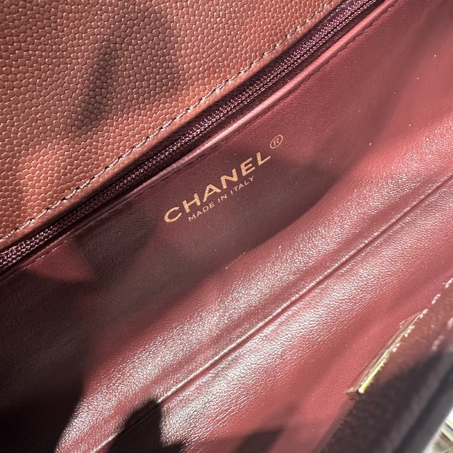 Chanel Maxi Flap Bag With Top Handle AS6091 wine red