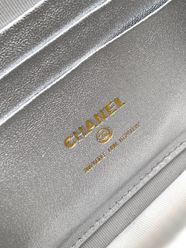 Chanel Mini Flap Bag with Top Handle AS5984 silver