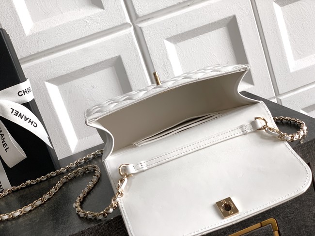 Chanel Mini Flap Bag with Top Handle AS5984 white