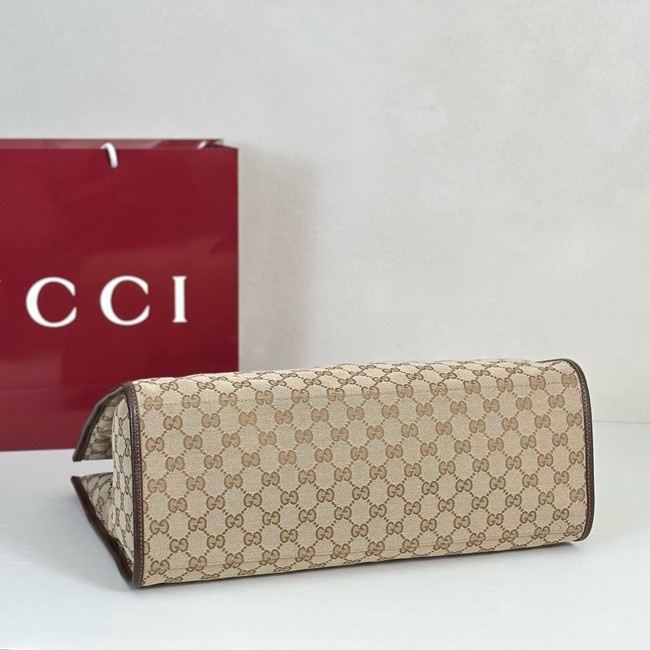 Gucci Large tote bag with charm 875056 dark brown GG canvas