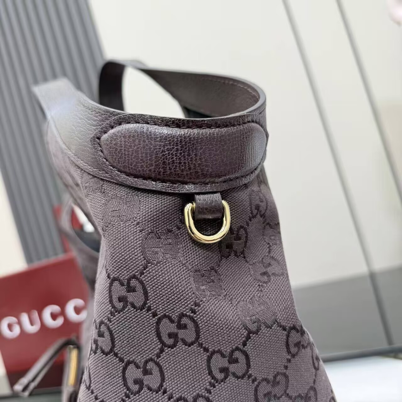 Gucci Giglio Large Tote Bag Variation GG Canvas 853971 Dark Brown