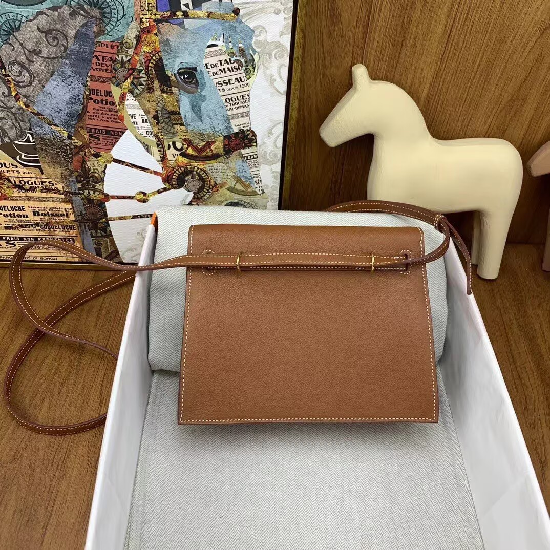Hermes Kelly Danse Original Evercolor Leather 22CM KL22 Brown Gold-Tone