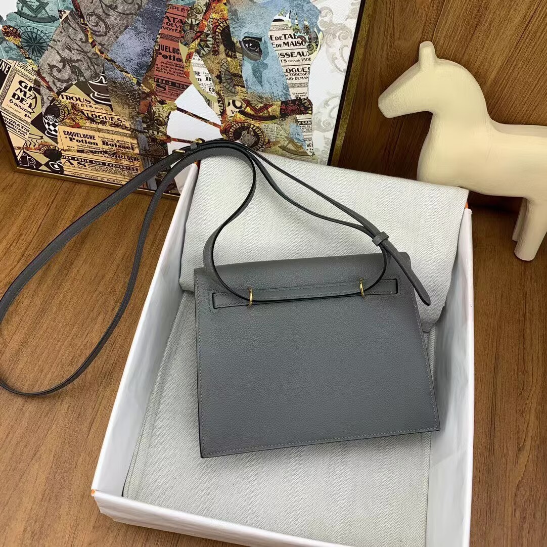 Hermes Kelly Danse Original Evercolor Leather 22CM KL22 Gray Gold-Tone