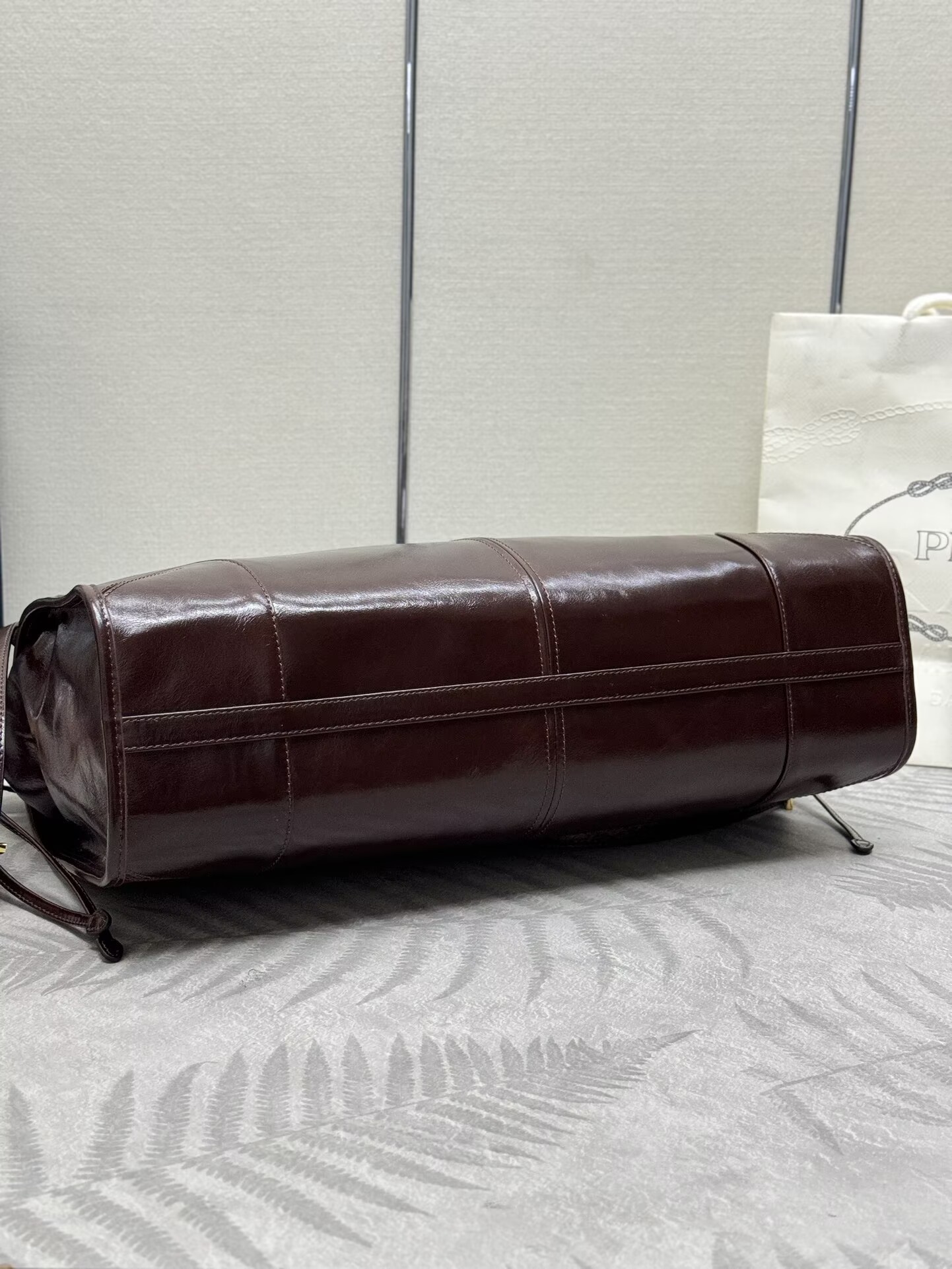 Prada Large Bonnie Leather Tote Bag 1BA439 Dark Brown