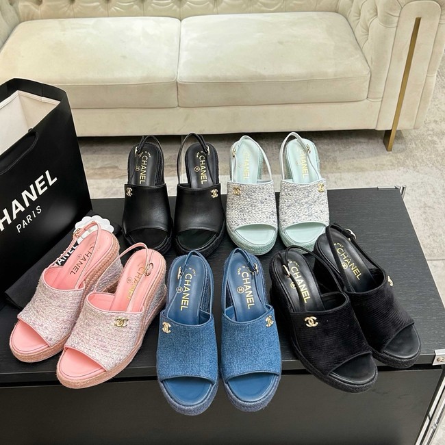 Chanel Sandals Washed Out Denim G47047-1 Blue