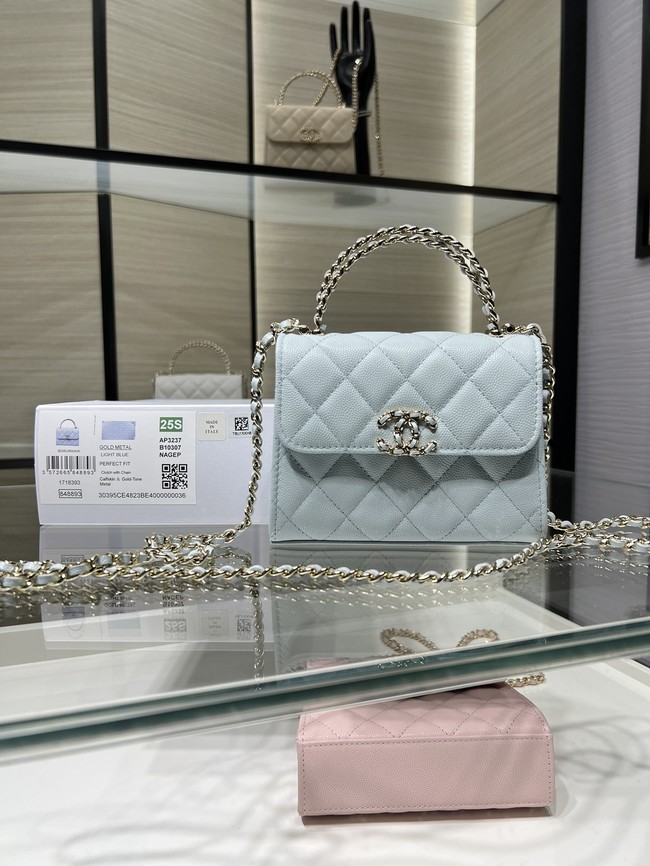 CHANEL CLUTCH WITH CHAIN AP3237 ice blue