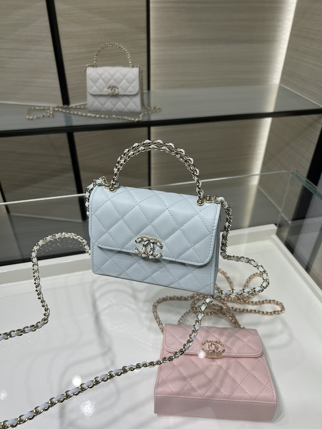 CHANEL CLUTCH WITH CHAIN AP3237 ice blue