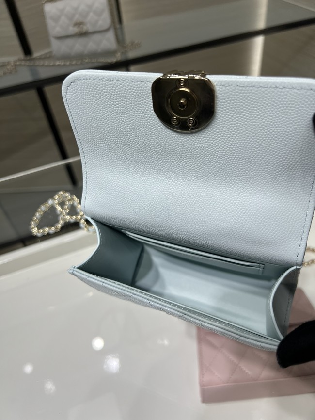 CHANEL CLUTCH WITH CHAIN AP3237 ice blue