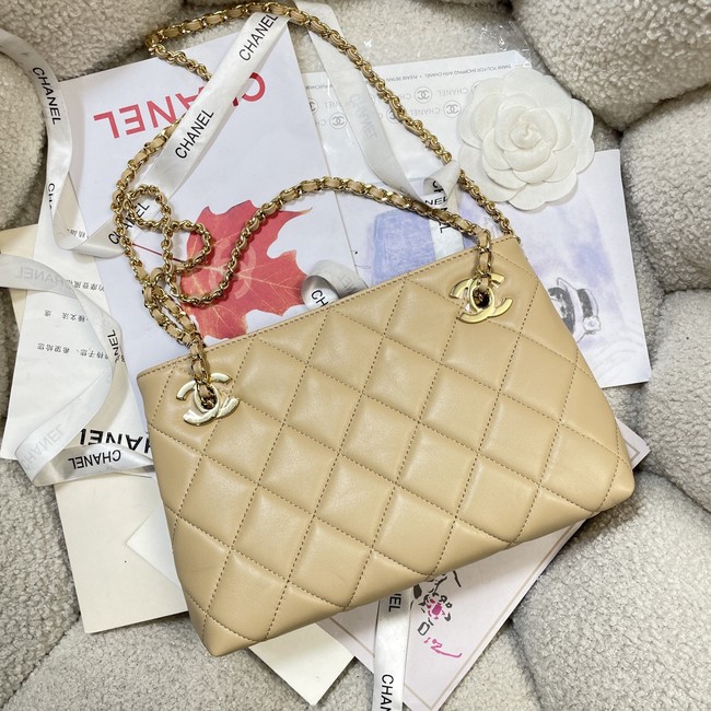 CHANEL Small Tote Lambskin AS6248 apricot