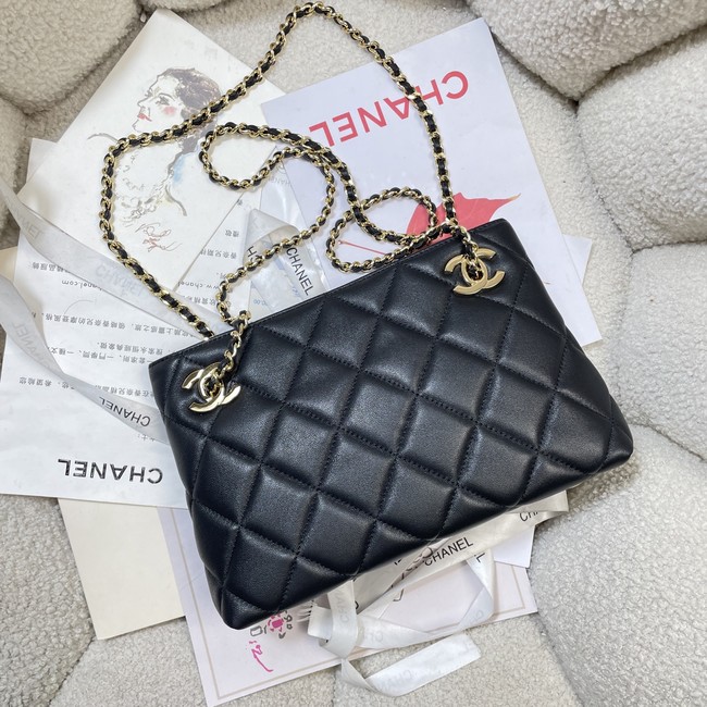 CHANEL Small Tote Lambskin AS6248 black