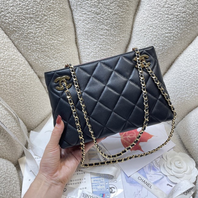 CHANEL Small Tote Lambskin AS6248 black