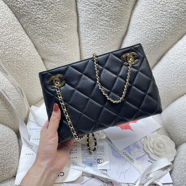 CHANEL Small Tote Lambskin AS6248 black
