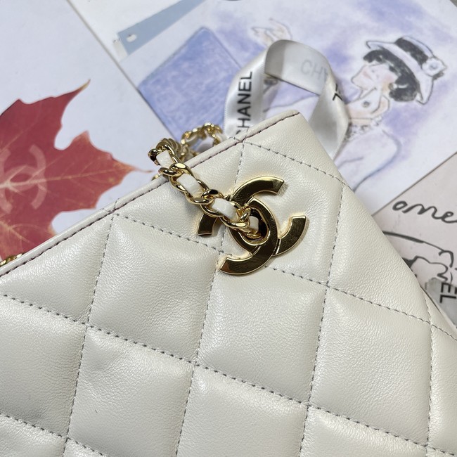 CHANEL Small Tote Lambskin AS6248 white