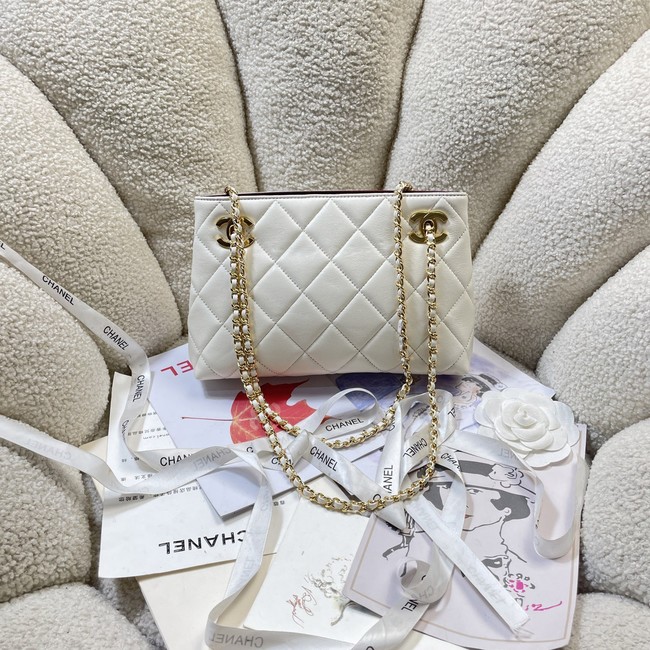 CHANEL Small Tote Lambskin AS6248 white