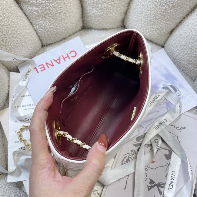 CHANEL Small Tote Lambskin AS6248 white