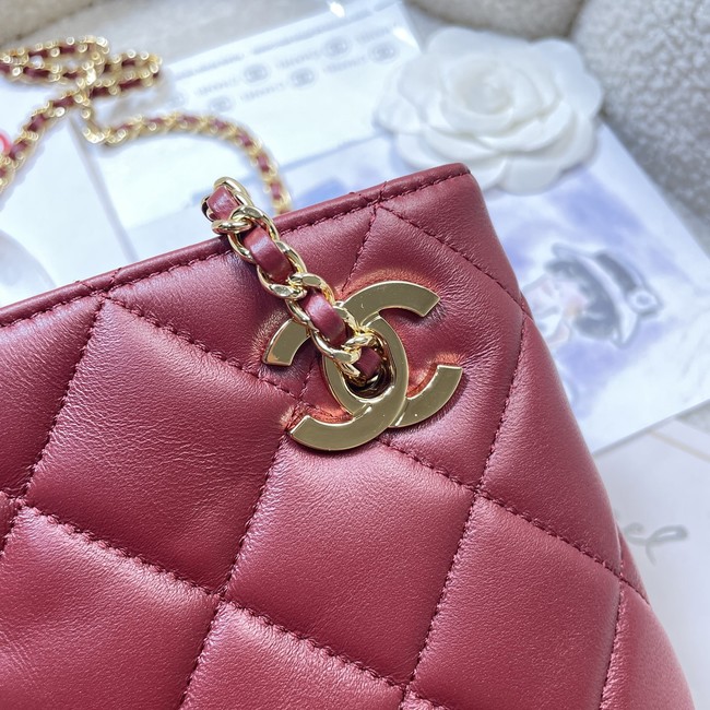 CHANEL Small Tote Lambskin AS6248 wine red